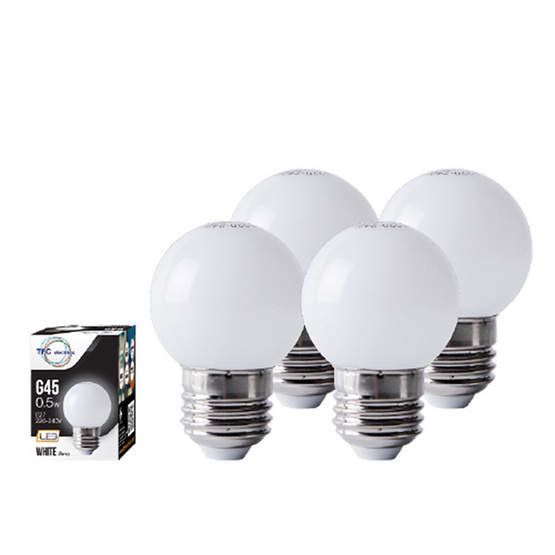 TFC หลอดปิงปอง LED 0.5 วัตต์ ขั้ว E27 แสงสีขาว / 4ชิ้น TFC หลอดปิงปอง LED 0.5 วัตต์ ขั้ว E27 แสงสีขาว / 4ชิ้น