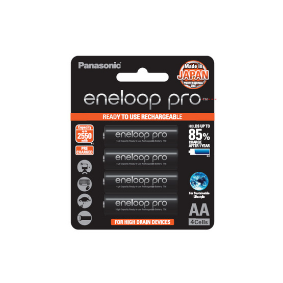 PANASONIC ถ่านชาร์จ Eneloop Pro AA 2550 mAh (แพ็ก4ก้อน) PANASONIC ถ่านชาร์จ Eneloop Pro AA 2550 mAh (แพ็ก4ก้อน)