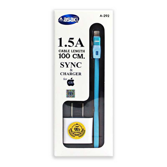 Asaki หัวชาร์จพร้อมสาย Lightning รุ่น A-292 Asaki หัวชาร์จพร้อมสาย Lightning รุ่น A-292