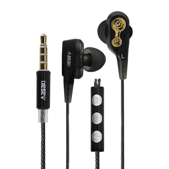 Asaki หูฟังอินเอียร์ 2 Driver รุ่น A-K7411MP Asaki หูฟังอินเอียร์ 2 Driver รุ่น A-K7411MP