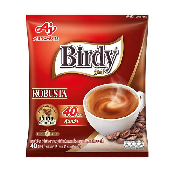 เบอร์ดี้ 3in1 โรบัสต้า 600 กรัม (15 กรัม x 40 ซอง) เบอร์ดี้ 3in1 โรบัสต้า 600 กรัม (15 กรัม x 40 ซอง)