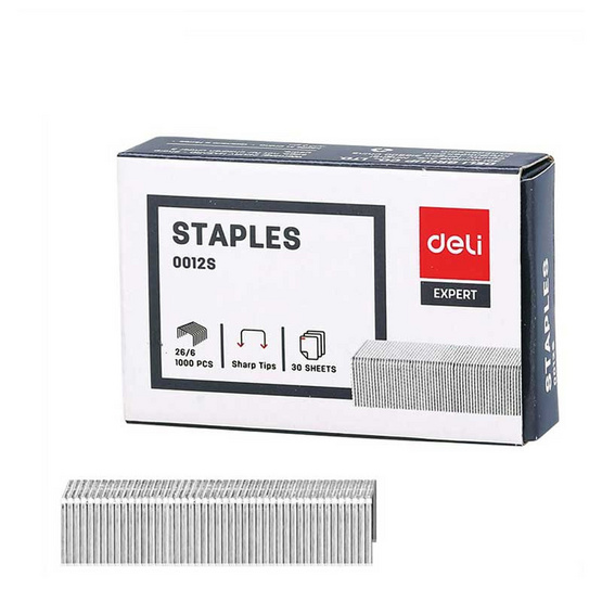 Deli 0012S ลวดเย็บกระดาษเบอร์ 35 No.26/6 (1,000 เข็ม/กล่อง) Deli 0012S ลวดเย็บกระดาษเบอร์ 35 No.26/6 (1,000 เข็ม/กล่อง)