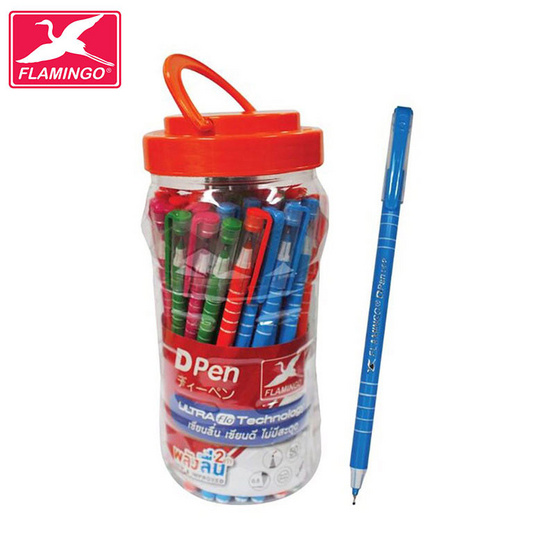 Flamingo ปากกาลูกลื่น 0.5 มม. D-Pen รุ่น D02 (แพ็ก 50 ด้าม) Flamingo ปากกาลูกลื่น 0.5 มม. D-Pen รุ่น D02 (แพ็ก 50 ด้าม)