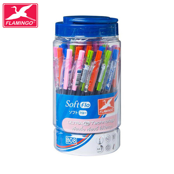 Flamingo ปากกาลูกลื่น 0.5 มม. D-Pen รุ่น B08 (แพ็ก 50 ด้าม) Flamingo ปากกาลูกลื่น 0.5 มม. D-Pen รุ่น B08 (แพ็ก 50 ด้าม)