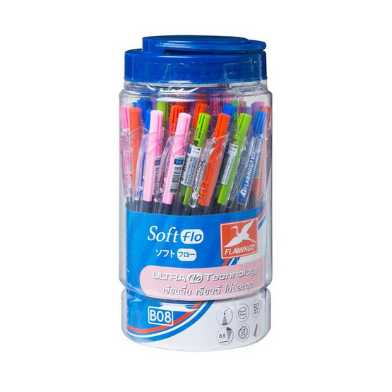 Flamingo ปากกาลูกลื่น 0.5 มม. D-Pen รุ่น B08 (แพ็ก 50 ด้าม) Flamingo ปากกาลูกลื่น 0.5 มม. D-Pen รุ่น B08 (แพ็ก 50 ด้าม)