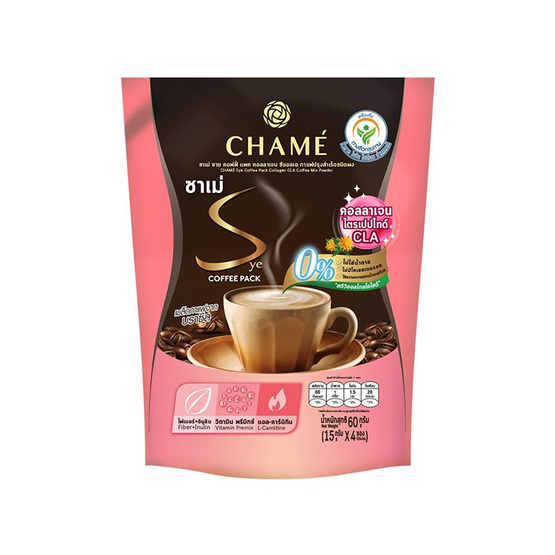 Chame ชาเม่ชาย คอฟฟี่แพ็ค คอลลาเจน ซีแอลเอ 15 กรัม (4 ซอง/ถุง) แพ็ก 3 ถุง Chame ชาเม่ชาย คอฟฟี่แพ็ค คอลลาเจน ซีแอลเอ 15 กรัม (4 ซอง/ถุง) แพ็ก 3 ถุง