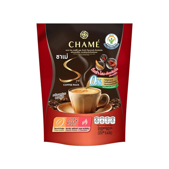 Chame ชาเม่ชาย คอฟฟี่แพ็ค ถั่งเช่า โสม เห็ดหลินจือ 15 กรัม (4 ซอง/ถุง) แพ็ก 3 ถุง Chame ชาเม่ชาย คอฟฟี่แพ็ค ถั่งเช่า โสม เห็ดหลินจือ 15 กรัม (4 ซอง/ถุง) แพ็ก 3 ถุง