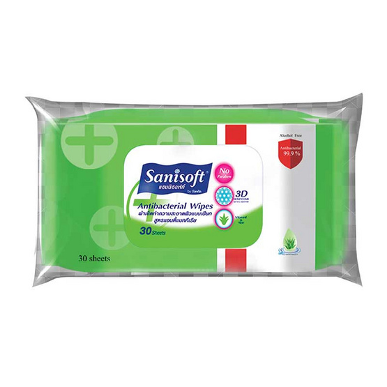 Sanisoft ผ้าเช็ดแอนตี้แบคทีเรีย 30 แผ่น Sanisoft ผ้าเช็ดแอนตี้แบคทีเรีย 30 แผ่น
