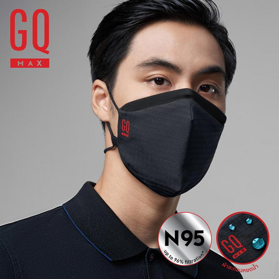 GQ Max หน้ากากผ้าสะท้อนน้ำและกันฝุ่น PM สีดำ GQ Max หน้ากากผ้าสะท้อนน้ำและกันฝุ่น PM สีดำ