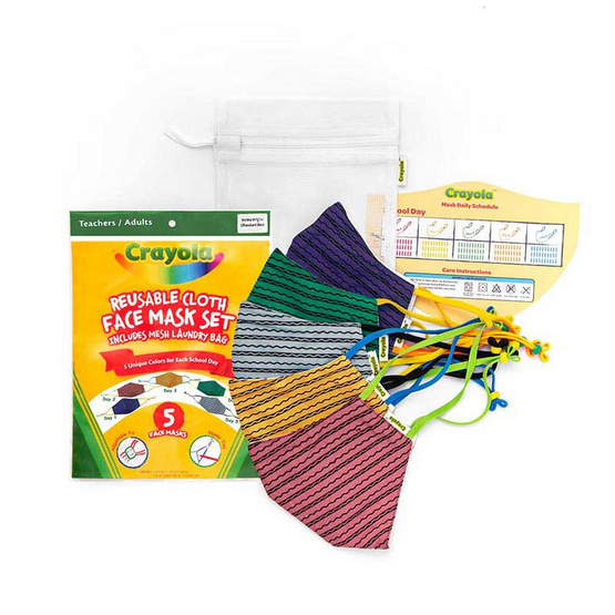 SchoolMaskPack Crayola เซ็ตหน้ากากผ้า ลาย Super Stripes! (ขนาดมาตรฐาน) 1แพ็ก5 ชิ้น SchoolMaskPack Crayola เซ็ตหน้ากากผ้า ลาย Super Stripes! (ขนาดมาตรฐาน) 1แพ็ก5 ชิ้น