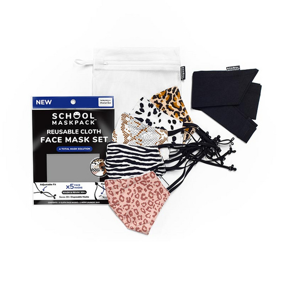 SchoolMaskPack เซ็ตหน้ากากผ้า ลาย Animal Prints (ขนาดมาตรฐาน) 1แพ็ก5 ชิ้น SchoolMaskPack เซ็ตหน้ากากผ้า ลาย Animal Prints (ขนาดมาตรฐาน) 1แพ็ก5 ชิ้น