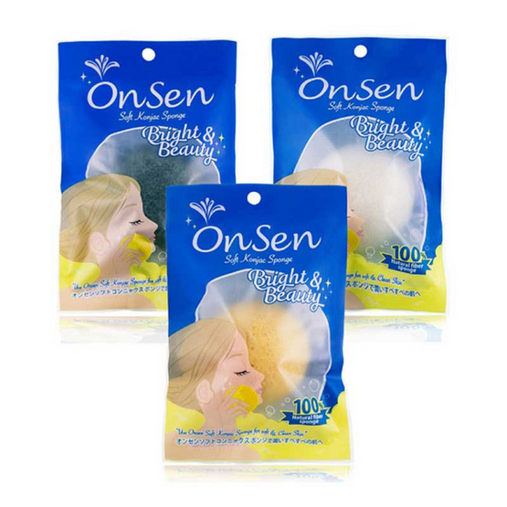 Onsen ฟองน้ำใยบุก แบบกลม คละสี (แพ็ก 3 ชิ้น) Onsen ฟองน้ำใยบุก แบบกลม คละสี (แพ็ก 3 ชิ้น)