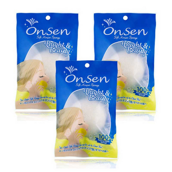 Onsen ฟองน้ำใยบุก แบบกลม สีขาว (แพ็ก 3 ชิ้น) Onsen ฟองน้ำใยบุก แบบกลม สีขาว (แพ็ก 3 ชิ้น)