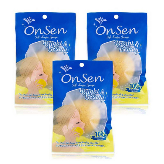 Onsen ฟองน้ำใยบุก แบบกลม สีเหลือง (แพ็ก 3 ชิ้น) Onsen ฟองน้ำใยบุก แบบกลม สีเหลือง (แพ็ก 3 ชิ้น)
