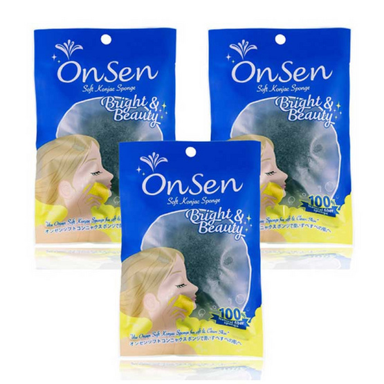 Onsen ฟองน้ำใยบุก แบบกลม คละดำ (แพ็ก 3 ชิ้น) Onsen ฟองน้ำใยบุก แบบกลม คละดำ (แพ็ก 3 ชิ้น)