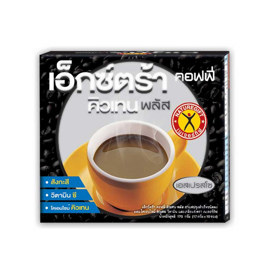 กาแฟเนเจอร์กิฟคอฟฟี่ เอ็กซ์ตร้าQ10Plus 17 กรัม (10 ซอง/กล่อง) กาแฟเนเจอร์กิฟคอฟฟี่ เอ็กซ์ตร้าQ10Plus 17 กรัม (10 ซอง/กล่อง)