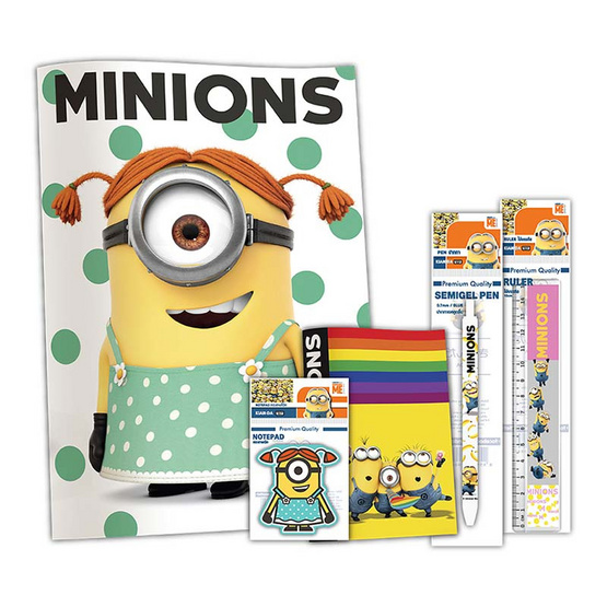 MINIONS Set C3 สมุดB5+สมุดA6+กระดาษฉีก+ปากกา+ไม้บรรทัด MINIONS Set C3 สมุดB5+สมุดA6+กระดาษฉีก+ปากกา+ไม้บรรทัด