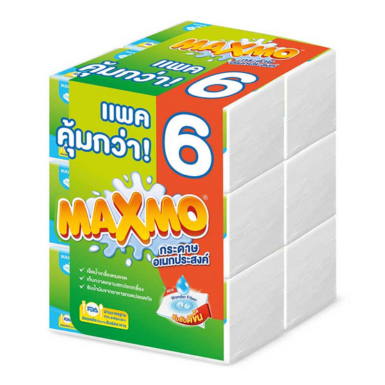 แม๊กซ์โม่ บาย เซลล็อกซ์ กระดาษอเนกประสงค์ แบบแผ่น 90 แผ่น แพ็ก 6 ห่อ แม๊กซ์โม่ บาย เซลล็อกซ์ กระดาษอเนกประสงค์ แบบแผ่น 90 แผ่น แพ็ก 6 ห่อ