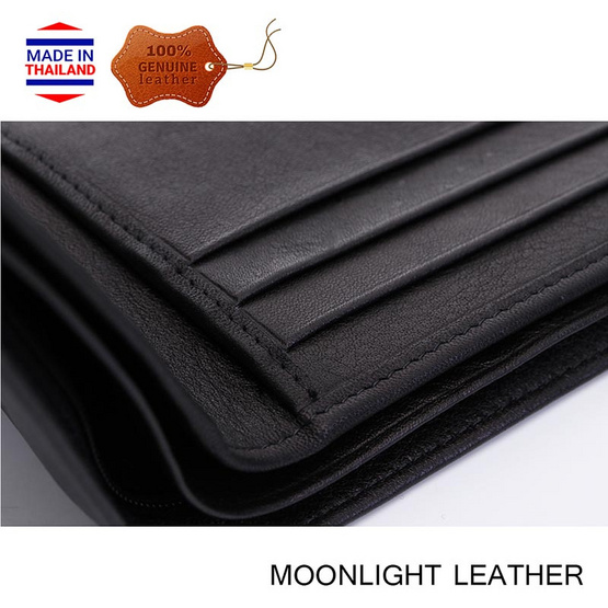 MOONLIGHT กระเป๋าสตางค์ชายหนังวัวแท้ รุ่น Calvin สีดำ MOONLIGHT กระเป๋าสตางค์ชายหนังวัวแท้ รุ่น Calvin สีดำ