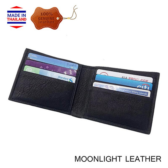 MOONLIGHT กระเป๋าสตางค์ชายหนังวัวแท้ รุ่น Calvin สีดำ MOONLIGHT กระเป๋าสตางค์ชายหนังวัวแท้ รุ่น Calvin สีดำ