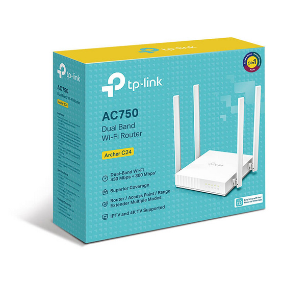 TP-Link เราเตอร์ Archer C24 AC750 Dual-Band Wi-Fi Router TP-Link เราเตอร์ Archer C24 AC750 Dual-Band Wi-Fi Router
