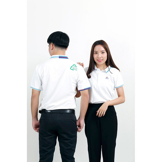 CP ALL เสื้อโปโลชาย Upcycling สีขาว CP ALL เสื้อโปโลชาย Upcycling สีขาว