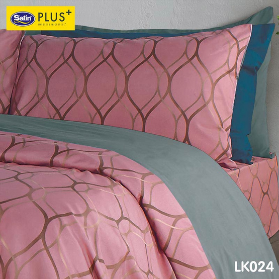 Satin Plus Luckyme ชุดผ้าปูที่นอน 5 ฟุต 5 ชิ้น ลาย LK024 Satin Plus Luckyme ชุดผ้าปูที่นอน 5 ฟุต 5 ชิ้น ลาย LK024