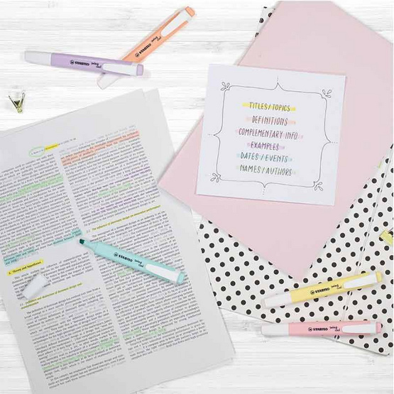 STABILO 1แถม1 ปากกาเน้นข้อความ Swing Cool Pastel 6 สี (แพ็ก6ด้าม) STABILO 1แถม1 ปากกาเน้นข้อความ Swing Cool Pastel 6 สี (แพ็ก6ด้าม)
