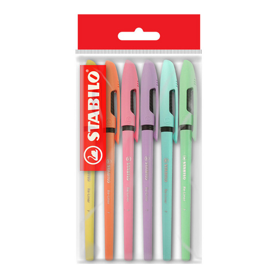 STABILO 1แถม1 ปากกาลูกลื่น Re-Liner สีพาสเทล 6ด้าม+สีน้ำเงิน 6ด้าม STABILO 1แถม1 ปากกาลูกลื่น Re-Liner สีพาสเทล 6ด้าม+สีน้ำเงิน 6ด้าม