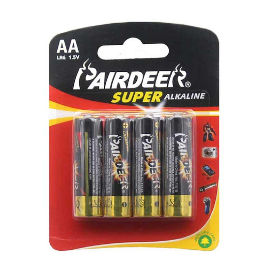 PAIRDEER ถ่านอัลคาไลน์ AA แพ็ก 4 ก้อน (20 แพ็ก 80 ก้อน) PAIRDEER ถ่านอัลคาไลน์ AA แพ็ก 4 ก้อน (20 แพ็ก 80 ก้อน)