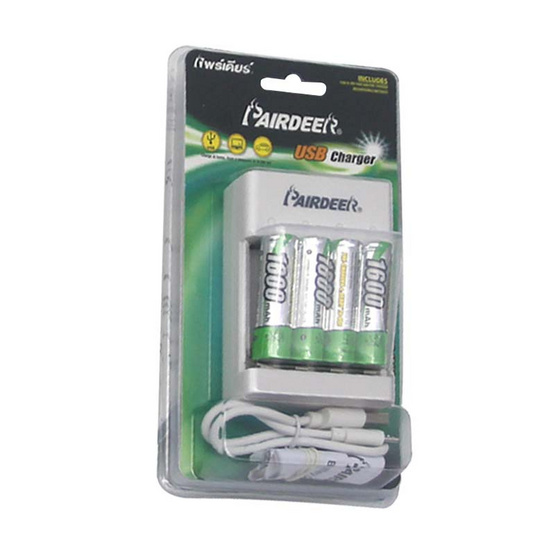 PAIRDEER เครื่องชาร์จ B281/U411 + ถ่านชาร์จ AA 4 ก้อน 1600 mAh PAIRDEER เครื่องชาร์จ B281/U411 + ถ่านชาร์จ AA 4 ก้อน 1600 mAh