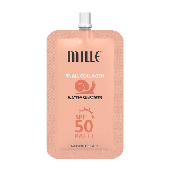 MILLE ครีมกันแดดเนื้อน้ำ Snail Collagen Watery Sunscreen SPF50 PA +++ 6 กรัม (แพ็ก 6 ซอง) MILLE ครีมกันแดดเนื้อน้ำ Snail Collagen Watery Sunscreen SPF50 PA +++ 6 กรัม (แพ็ก 6 ซอง)