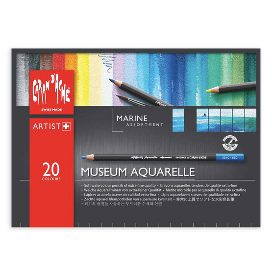 Caran D'Ache ชุดดินสอสีระบายน้ำ Museum 20 สี (Marine) 3510.920 Caran D'Ache ชุดดินสอสีระบายน้ำ Museum 20 สี (Marine) 3510.920