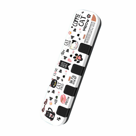 PixonPlug รางปลั๊กไฟ 4 ช่อง 4 สวิตช์ 3 เมตร รุ่น คอฟฟี่แคทเหมียว 1 PixonPlug รางปลั๊กไฟ 4 ช่อง 4 สวิตช์ 3 เมตร รุ่น คอฟฟี่แคทเหมียว 1