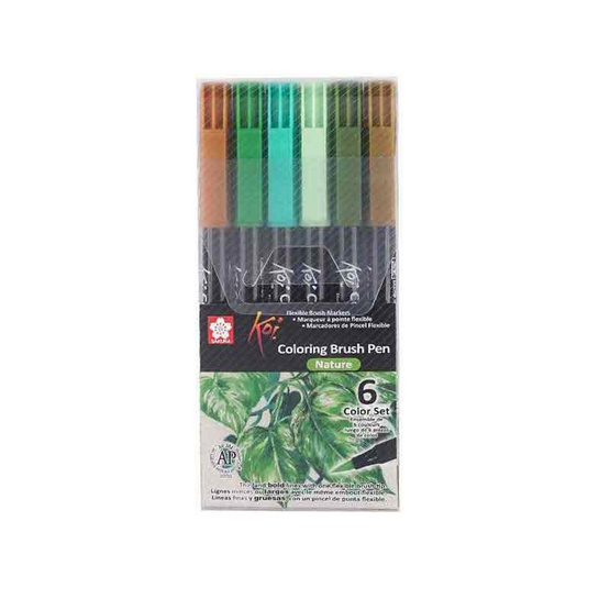 SAKURA ชุดปากกาพู่กัน KOI Coloring Brush Pen 6 สี โทนสี Flower ThaiPick