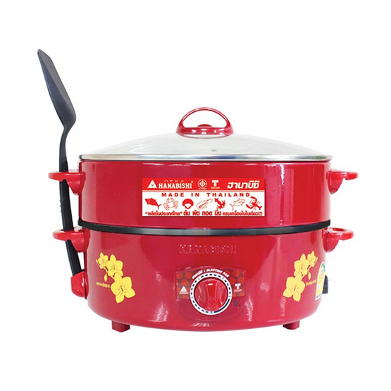 HANABISHI กระทะไฟฟ้าเคลือบเทฟลอน ฝาแก้ว ขนาด 12 นิ้ว รุ่น HTP-360S (คละลาย) HANABISHI กระทะไฟฟ้าเคลือบเทฟลอน ฝาแก้ว ขนาด 12 นิ้ว รุ่น HTP-360S (คละลาย)