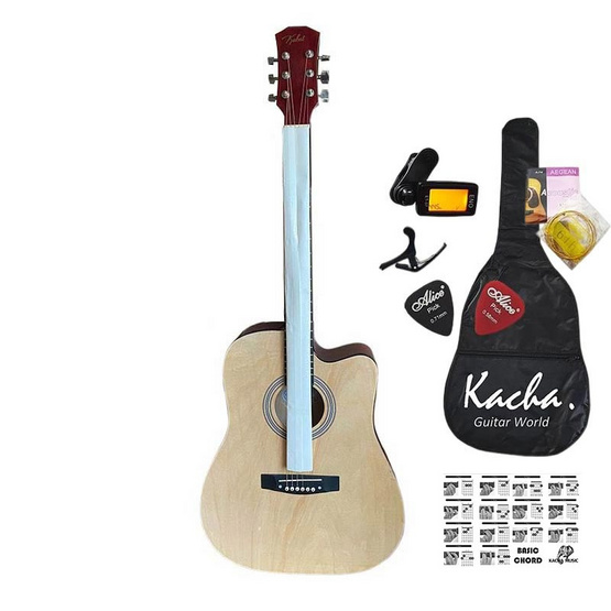 Kacha กีต้าร์โปร่ง 41 นิ้ว Acoustic Guitar - สีไม้เข้ม (Coffee) พร้อม ...