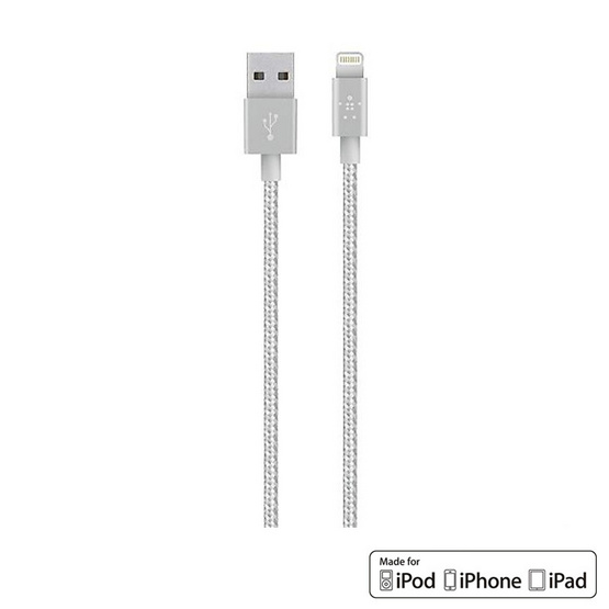 Belkin สาย Cable รุ่น Metallic Lightning Sync and Charge Braided Cable 1.2เมตร Belkin สาย Cable รุ่น Metallic Lightning Sync and Charge Braided Cable 1.2เมตร