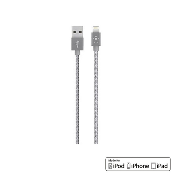 Belkin สาย Cable รุ่น Metallic Lightning Sync and Charge Braided Cable 1.2เมตร Belkin สาย Cable รุ่น Metallic Lightning Sync and Charge Braided Cable 1.2เมตร