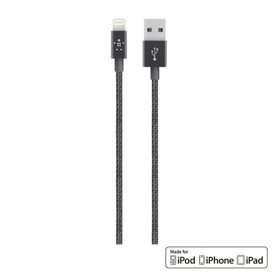 Belkin สาย Cable รุ่น Metallic Lightning Sync and Charge Braided Cable 1.2เมตร Belkin สาย Cable รุ่น Metallic Lightning Sync and Charge Braided Cable 1.2เมตร