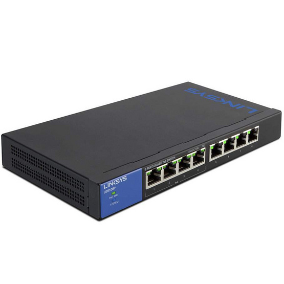 Linksys Unmanaged Switches PoE 8-port Gigabit (LGS108P-AP) Linksys Unmanaged Switches PoE 8-port Gigabit (LGS108P-AP)