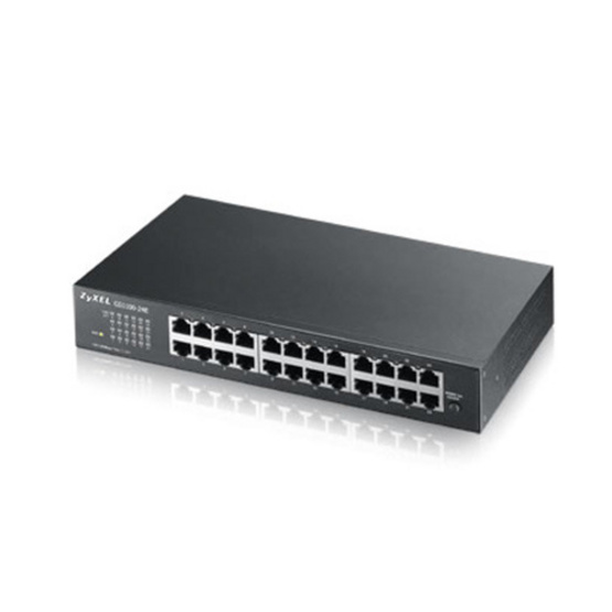 Zyxel 24-port 1000Base-T Unmanaged Desktop Switch with rack-mount kit for inatalling 19" rack (GS1100-24E) Zyxel 24-port 1000Base-T Unmanaged Desktop Switch with rack-mount kit for inatalling 19" rack (GS1100-24E)