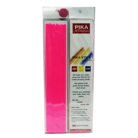 PIKA เส้นพลาสติก ABS คุณภาพสูงขนาด 1.75 mm สำหรับปากกา 3 มิติ แพ็ค 10 ซอง (สีชมพู) PIKA เส้นพลาสติก ABS คุณภาพสูงขนาด 1.75 mm สำหรับปากกา 3 มิติ แพ็ค 10 ซอง (สีชมพู)