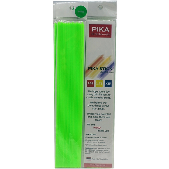 PIKA เส้นพลาสติก ABS คุณภาพสูงขนาด 1.75 mm สำหรับปากกา 3 มิติ (สีเขียว) PIKA เส้นพลาสติก ABS คุณภาพสูงขนาด 1.75 mm สำหรับปากกา 3 มิติ (สีเขียว)