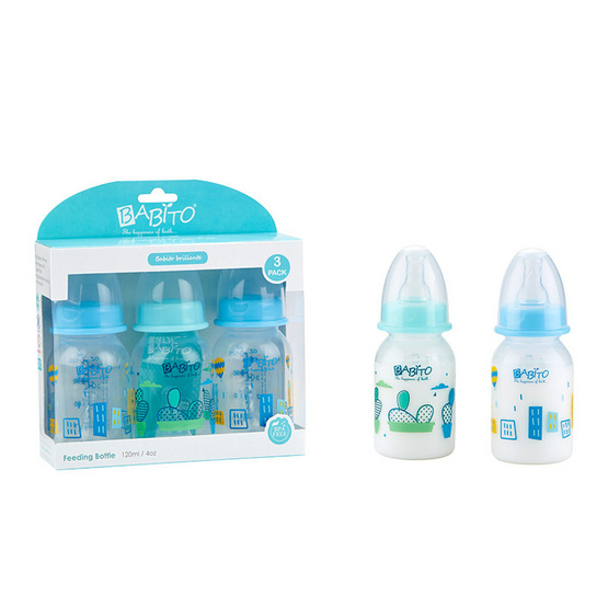 BABITO ขวดนม BPA-Free ขนาด 4oz แพ็ค 3 คละสี BABITO ขวดนม BPA-Free ขนาด 4oz แพ็ค 3 คละสี