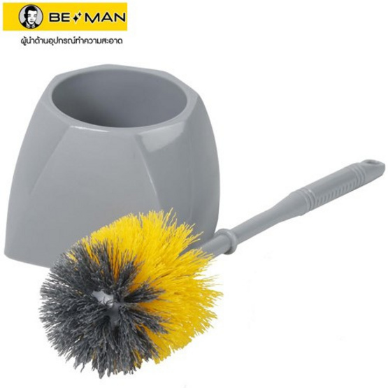 Be Man แปรงขัดห้องน้ำแบบกลม พร้อมที่วางเหลี่ยม สีเหลือง/เทา Be Man แปรงขัดห้องน้ำแบบกลม พร้อมที่วางเหลี่ยม สีเหลือง/เทา