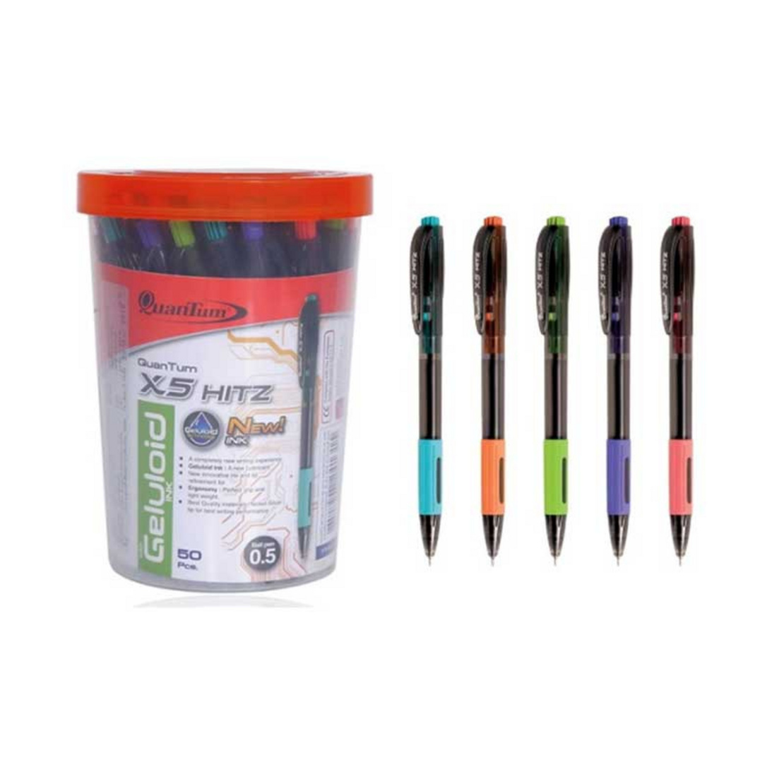 Quantum ควอนตั้ม ปากกาเจลโล่พลัส เอ๊กซ์5 หมึกน้ำเงิน (50 ด้าม