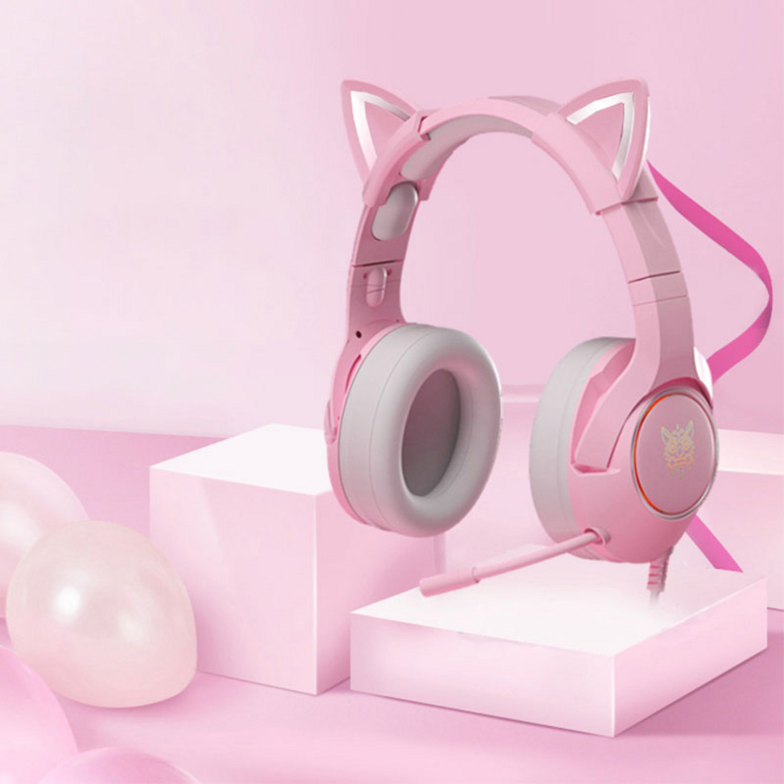 W27 Cat Ear Wireless Headphones розовые